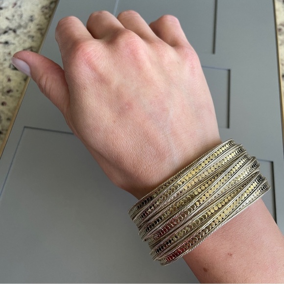 Anna Beck Massive Dotted Sterling Silver And Gold Vermeil Wide Cuff Brac… - Picture 7 of 10